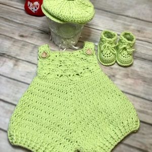Hand Crocheted Baby Romper/Jumpsuit Set